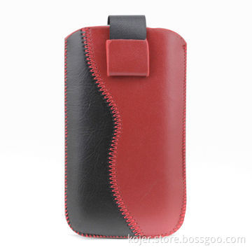 Leather Case for Aplle's iPhone 4, Retractable Pull-tab Combined with Hidden Magnetic Button Closure